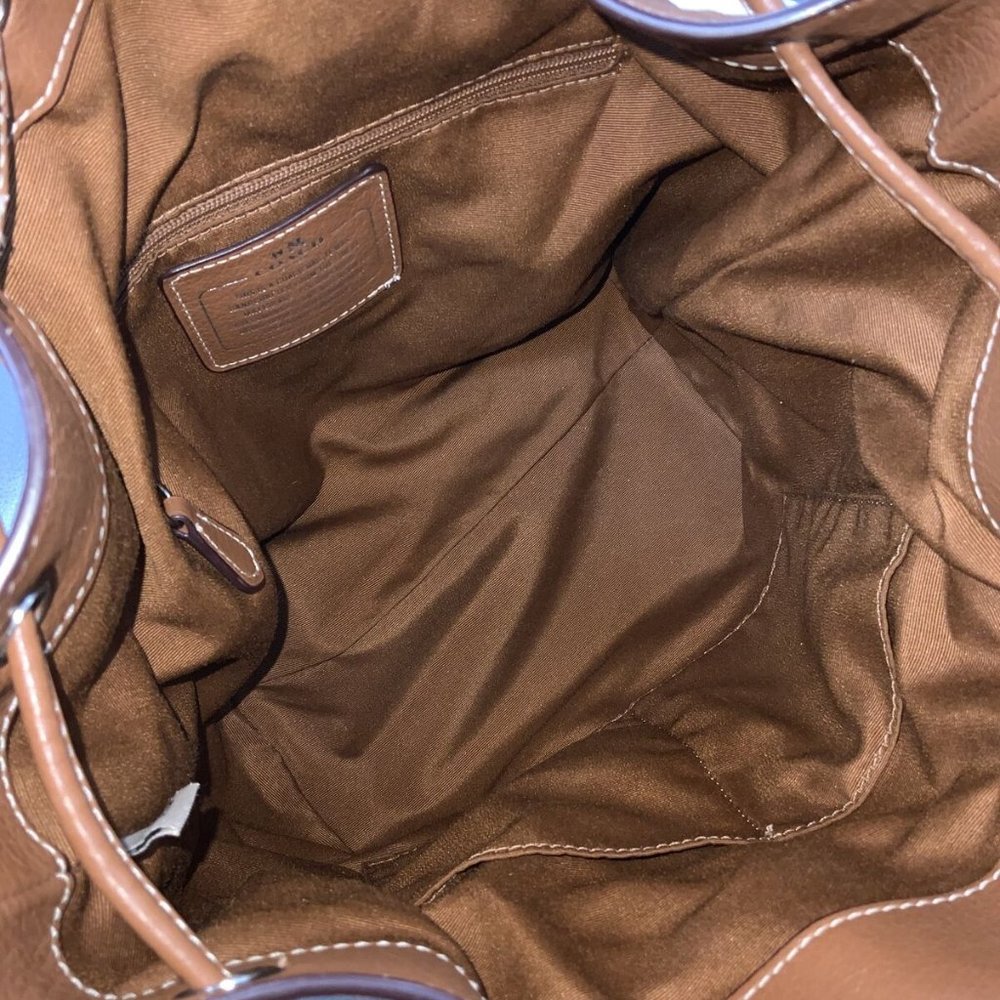 Coach Chalk & Saddle Mickie Leather Drawstring Bag - Picture 7 of 7